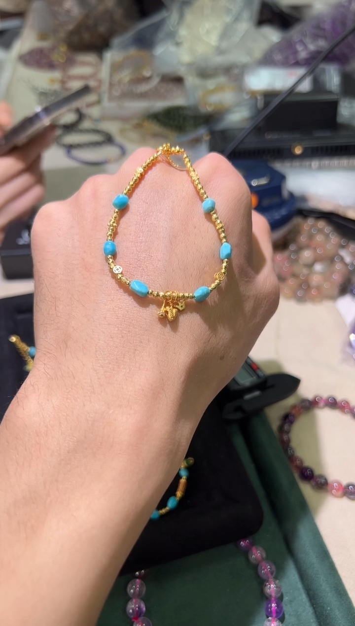 【闪购商品】绿松石手链银S925镶嵌0119s044多样性发一