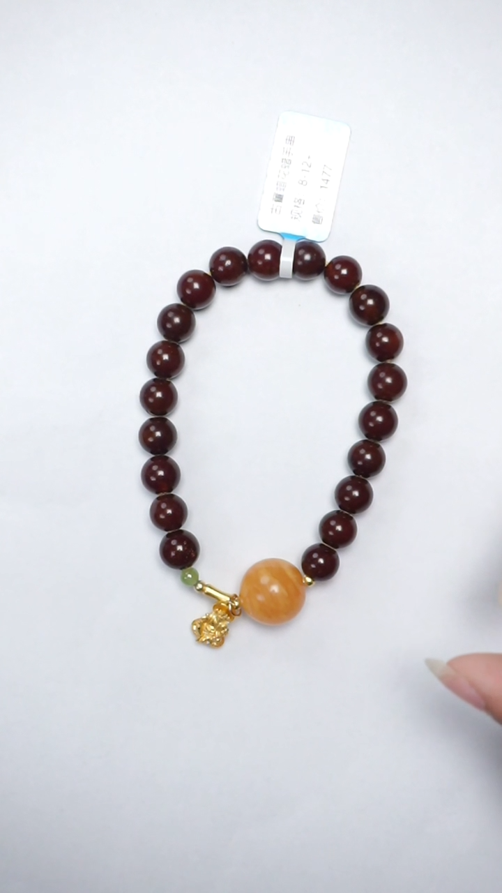 【闪购商品】琥珀手链未镶嵌古董蜡花蜡手串8-12mm+