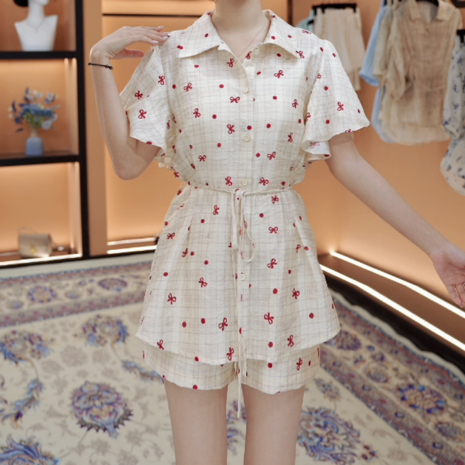 “红杏” 夏季欧若风时尚气质个性显瘦设计师休闲套装女 F039