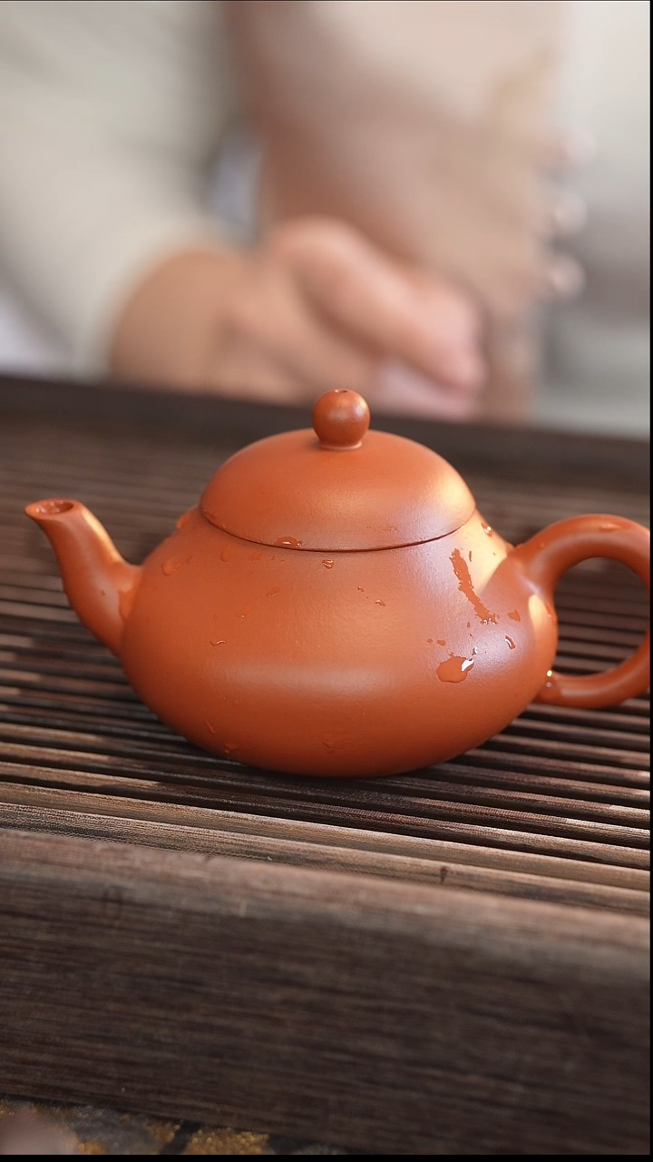 茶壶紫砂梨型 朱泥 半手工 180cc