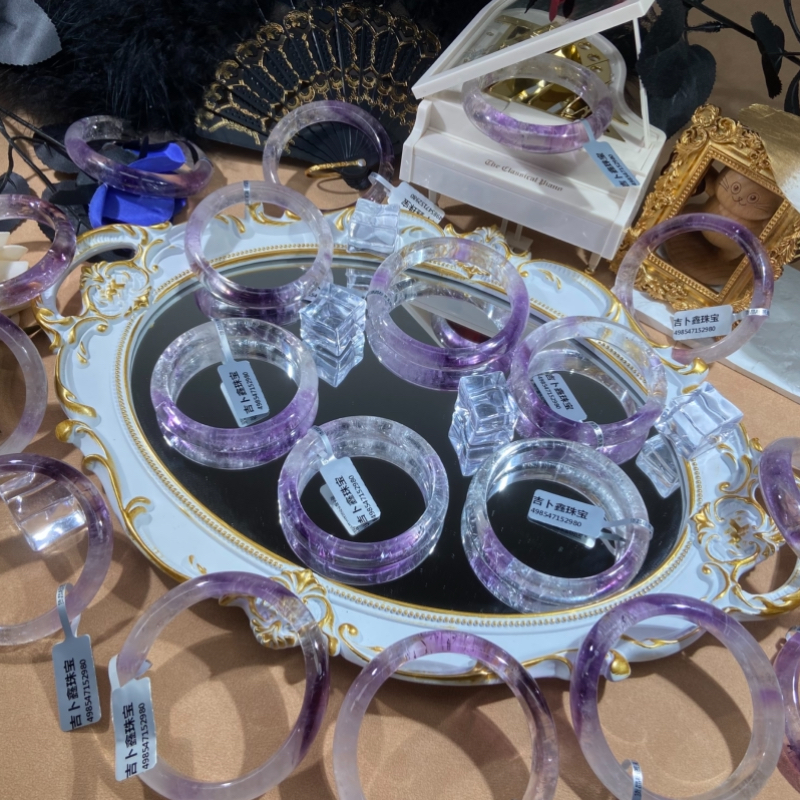 巴西冰紫水晶与紫黄晶打造的天然紫水晶手镯