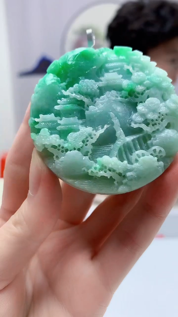 【闪购商品】定制翡翠未镶嵌4688zm-毛货挂件山水375