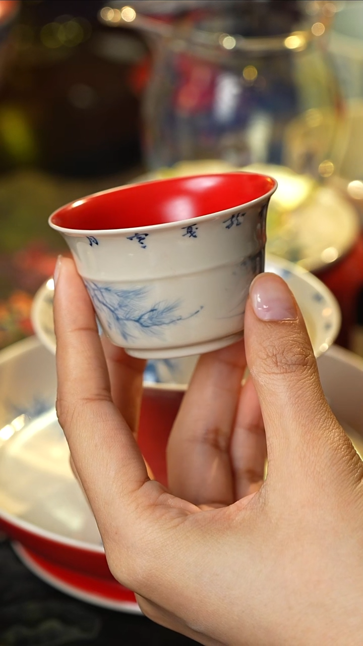 雨香斋宫墙红松树诗文竹节杯