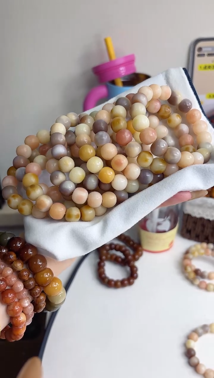 手串菩提根/象牙果沐n49花海干磨苹果11*13mm手串随机