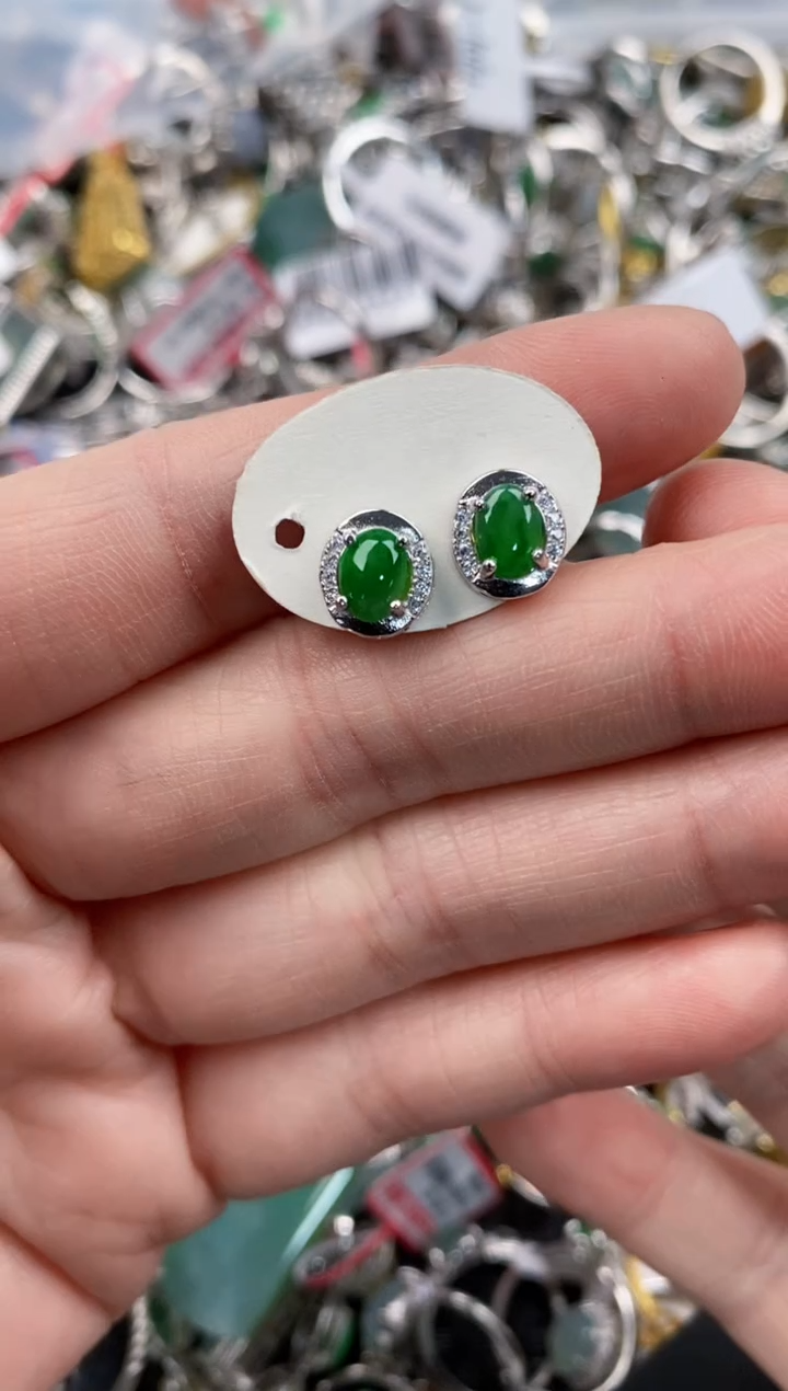 银S925镶嵌戒指翡翠444      4