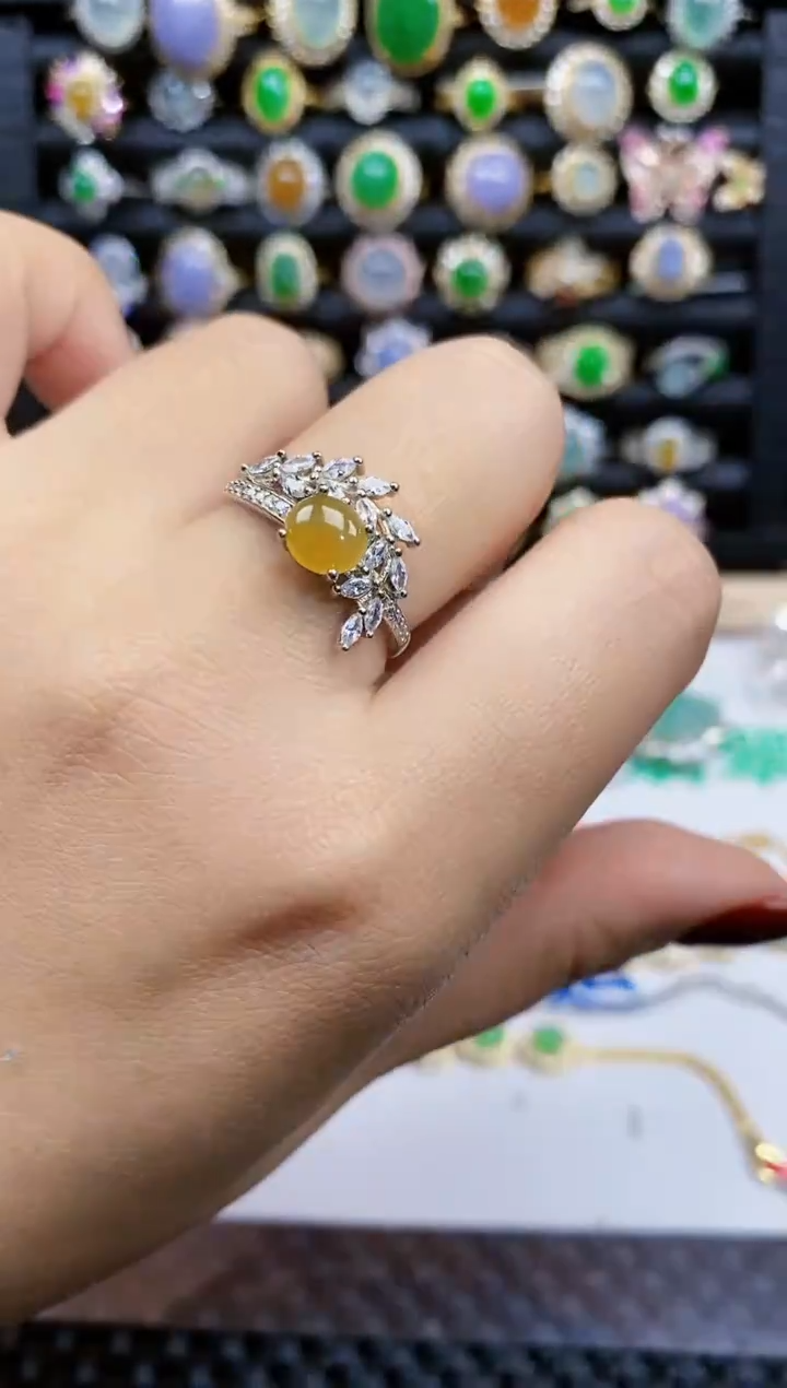 银S925镶嵌戒指翡翠421