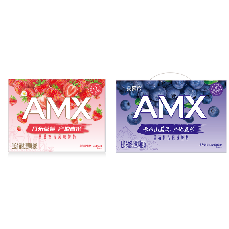 安慕希AMX丹东草莓/长白山蓝莓酸奶230g*10瓶