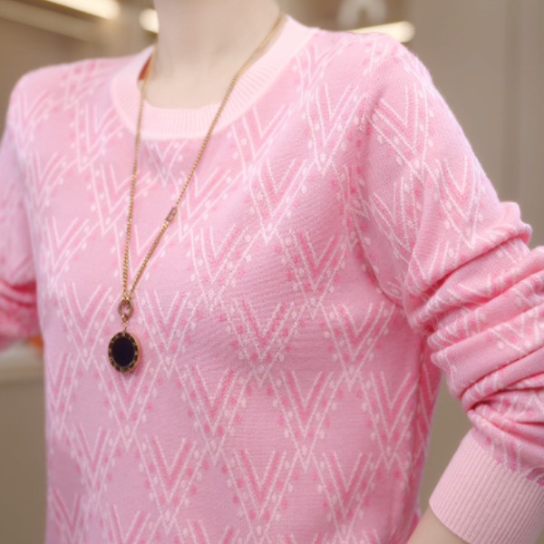 MY822樱桃缎带秋新款长袖毛衣女漂亮套头立领上衣女外搭气质保暖