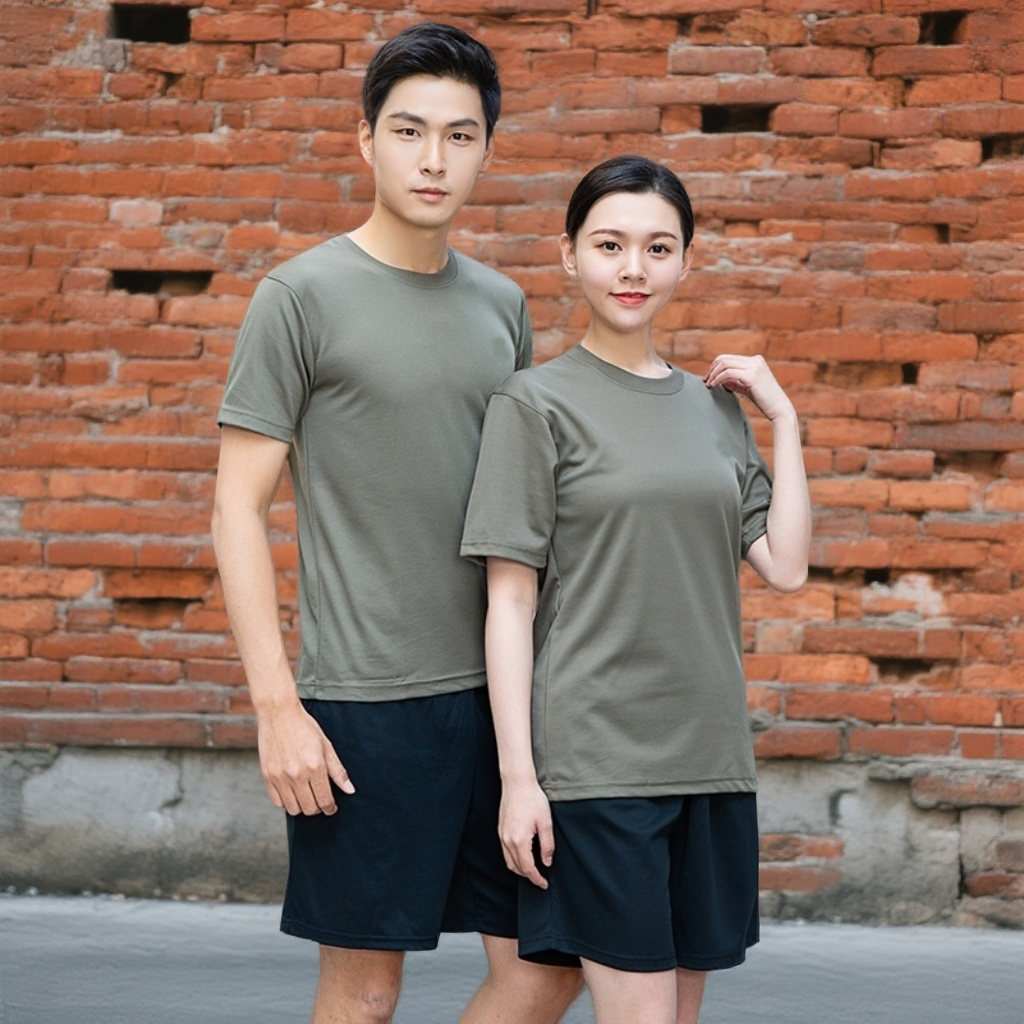 高品质户外运动T恤套装短袖军训夏季上衣速干短裤