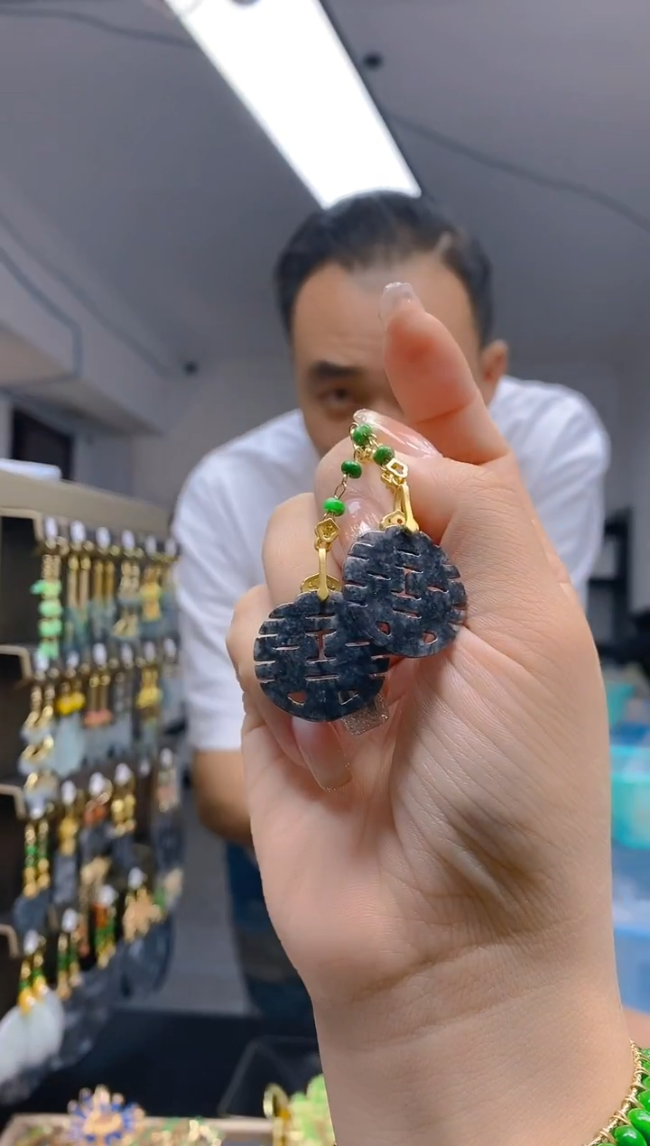 【闪购商品】翡翠耳饰合金487翡翠耳钩