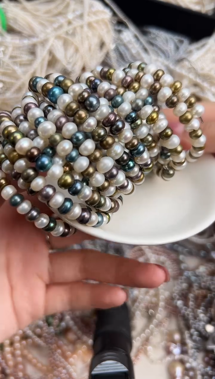 未镶嵌福利淡水珍珠无核*强光珍珠手工绕线手镯