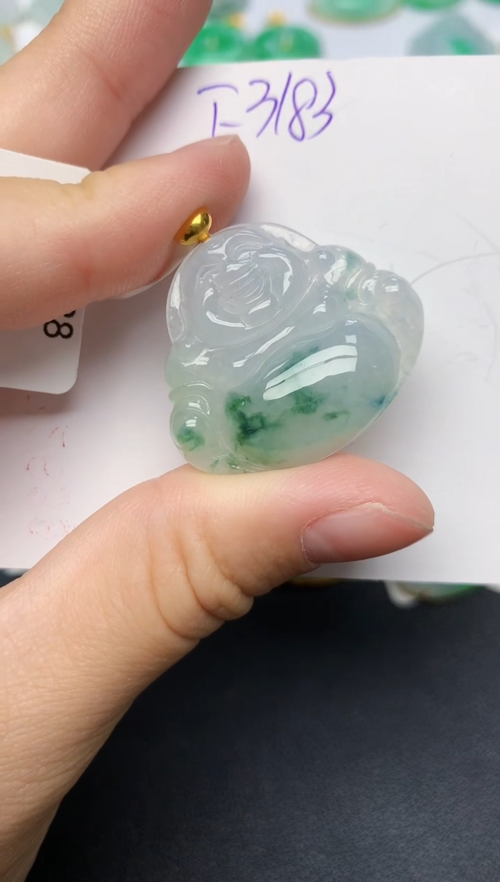 颈饰18K金镶嵌翡翠天然缅甸A货翡翠百元以上9元证书费自理