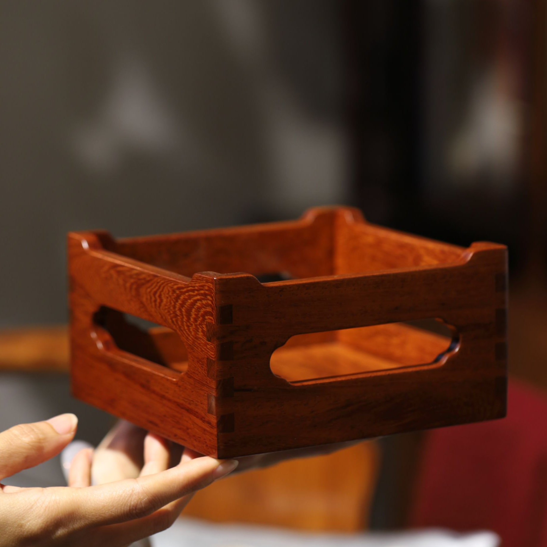 小书斋白酸枝奥氏黄檀开光托盘收纳盒纸巾盒壶承