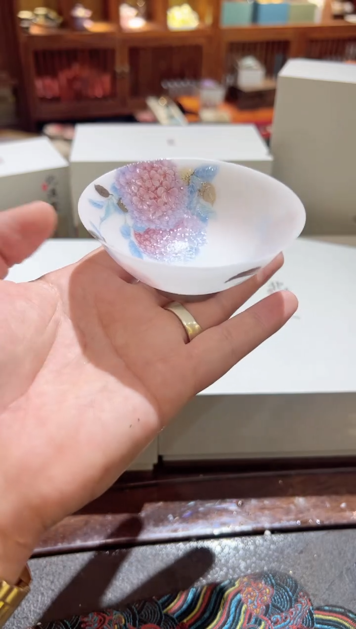 粉绣球矮薄杯茶具茶具