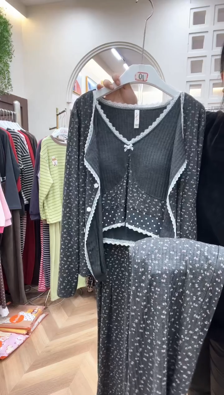 棉裸感棉三件套灰XXL号130-155斤以下