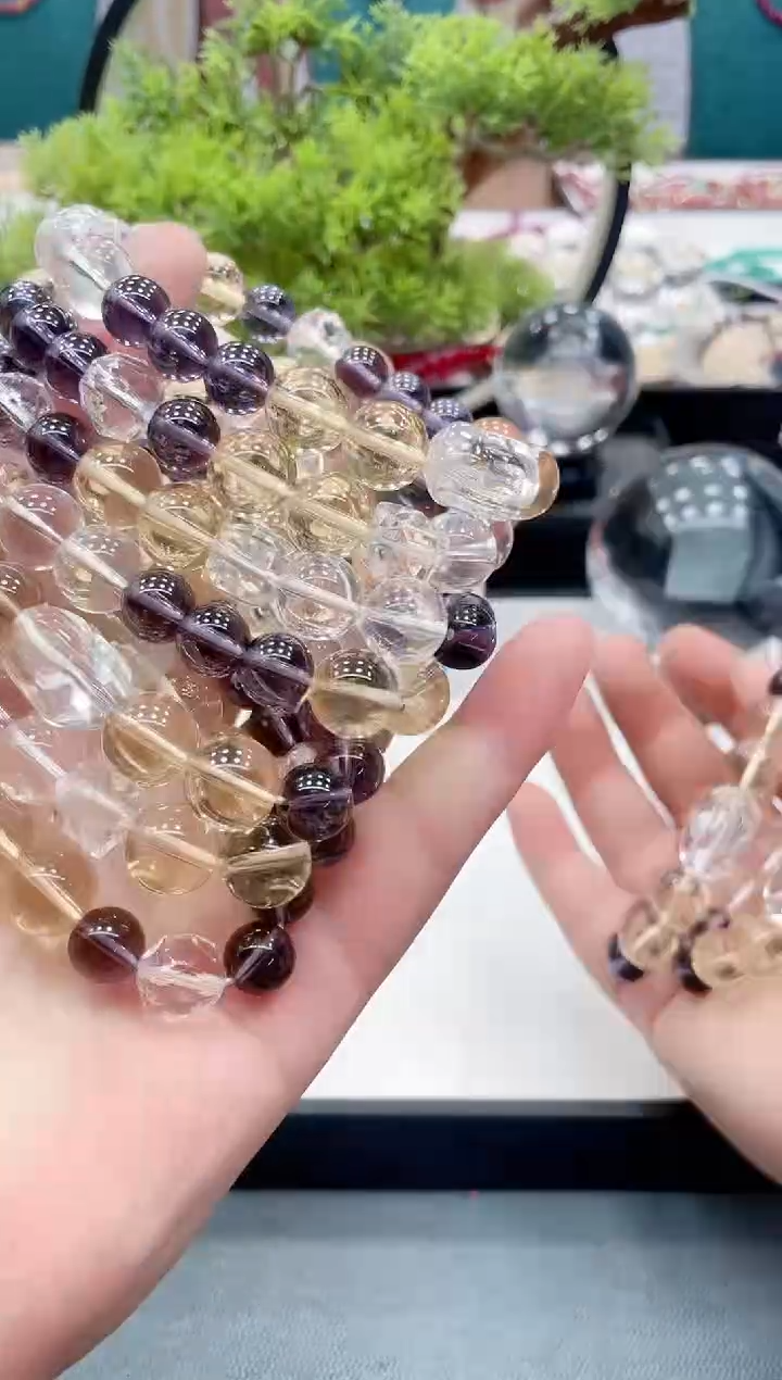 水晶手链未镶嵌白紫水打款串