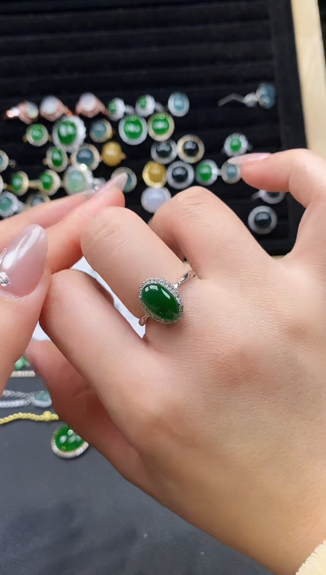 银S925镶嵌戒指翡翠111