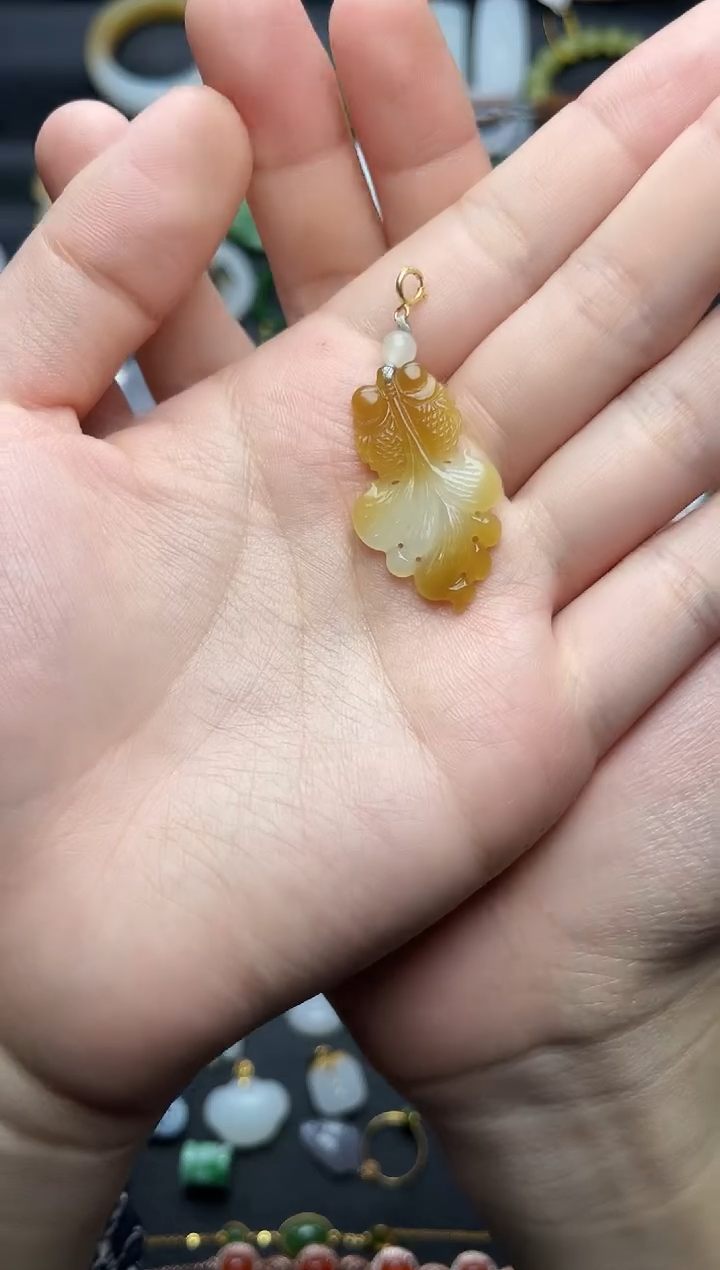 颈饰未镶嵌和田玉金鱼06