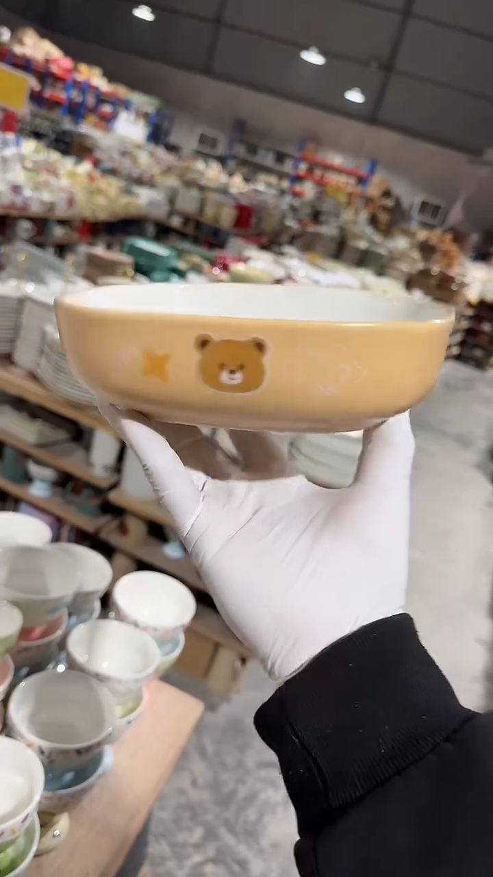 陶瓷小熊方碗微瑕 凑满20元包邮