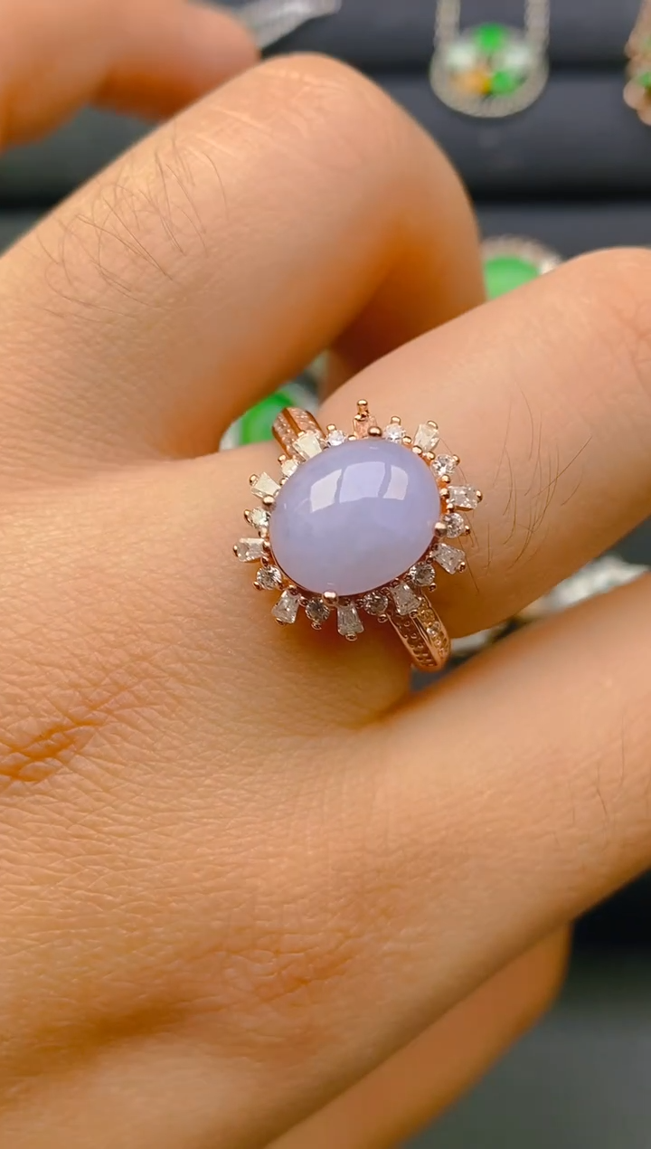 【闪购商品】翡翠戒指银S925镶嵌天然A货翡翠1