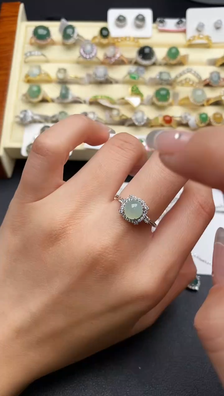 【闪购商品】翡翠戒指银S925镶嵌222222222+9