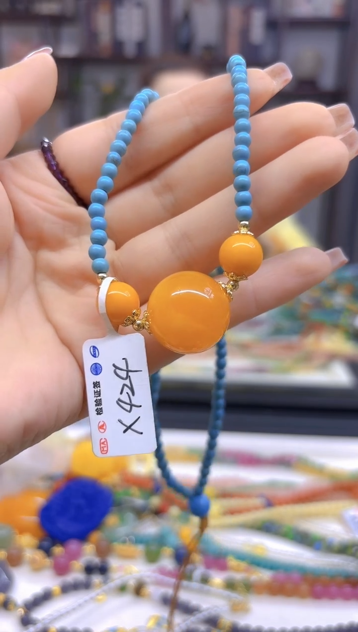 未镶嵌颈饰蜜蜡DIY款X424