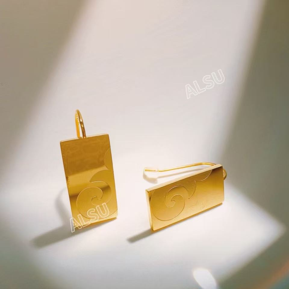 合金耳饰 ALSU原创三周年经典款民族风光面耳环简约时尚轻奢百搭