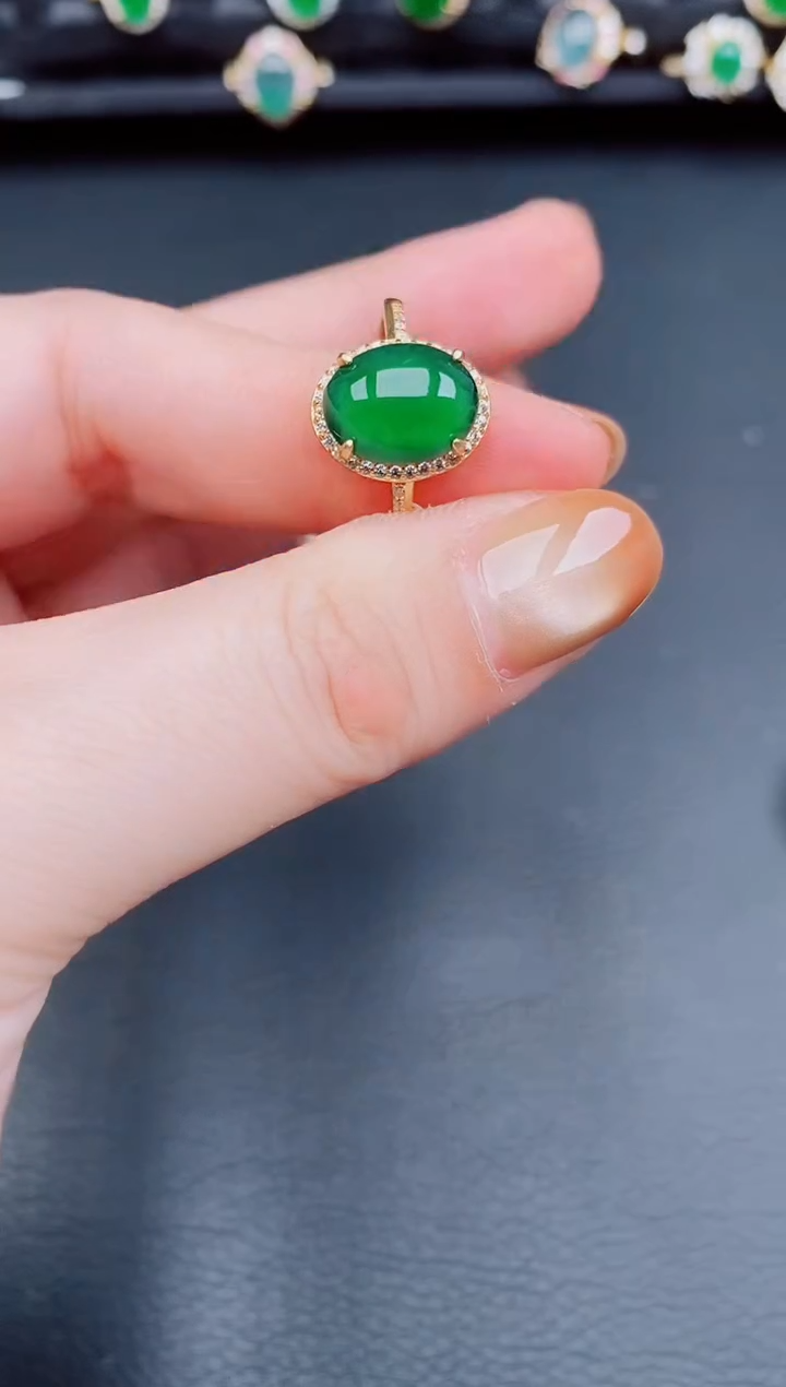 【闪购商品】翡翠戒指银S925镶嵌天然a货翡翠176