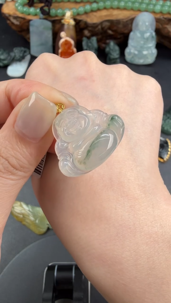 吊坠(不含链)18K金镶嵌翡翠翡翠饰品-185