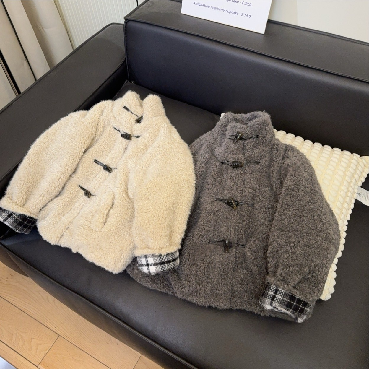 儿童拼接加厚棉服2025冬季新款韩版男女童格子毛毛外套加厚棉衣