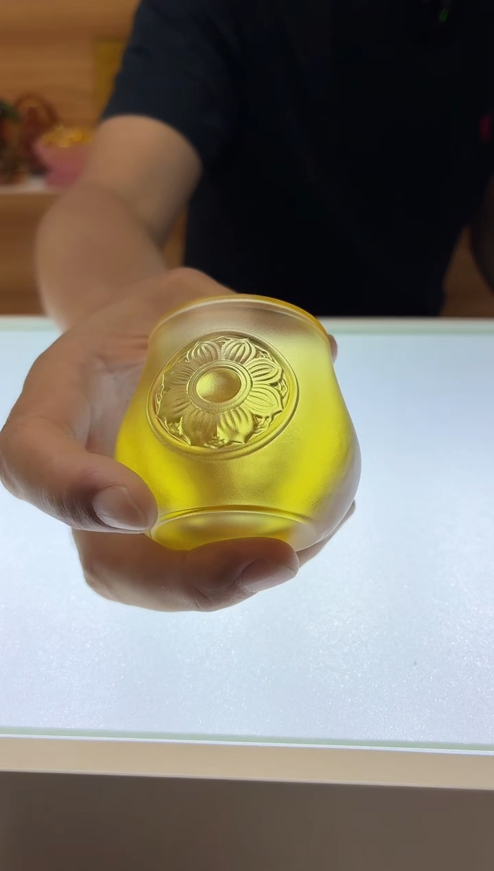 琉璃手工艺品古法琉璃莲花供水杯