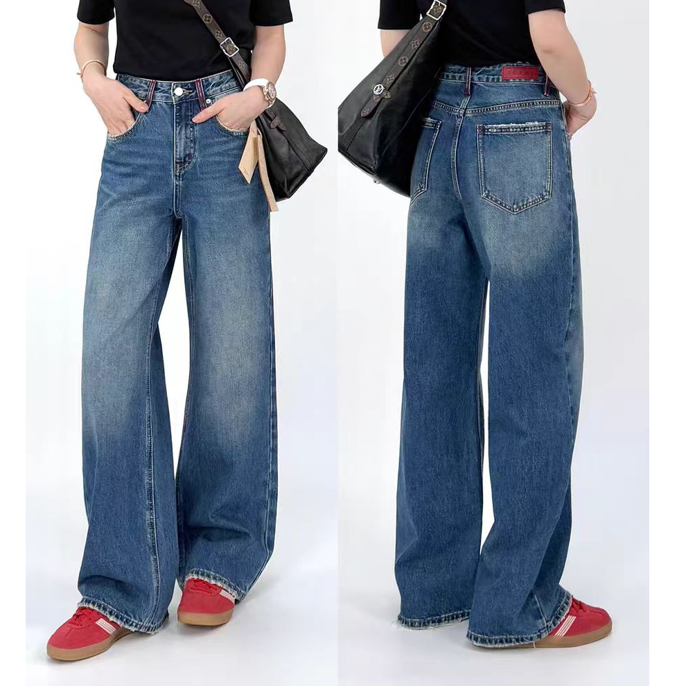 SU【401-1】花86 愫心 神裤无脑冲窄版阔腿裤植绒2025新款牛仔