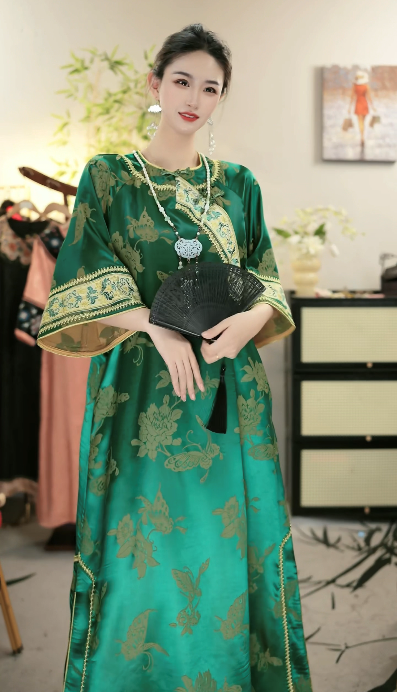 羽唐名国风2025夏季新款中国风大码复古轻奢新中式裙（6758）