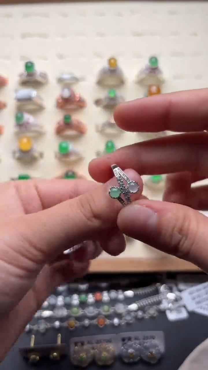 【闪购商品】翡翠戒指银S925镶嵌缅甸A货翡翠S925银镶嵌