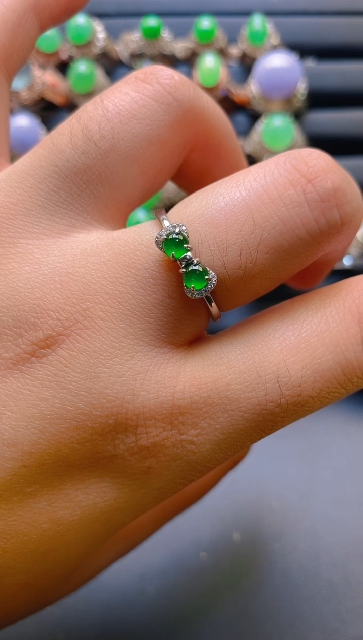 【闪购商品】翡翠耳饰银S925镶嵌天然A货翡翠1