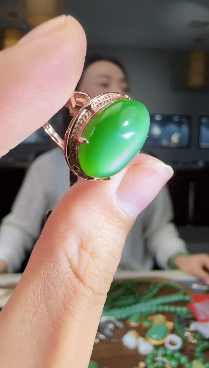 银S925镶嵌戒指和田玉1