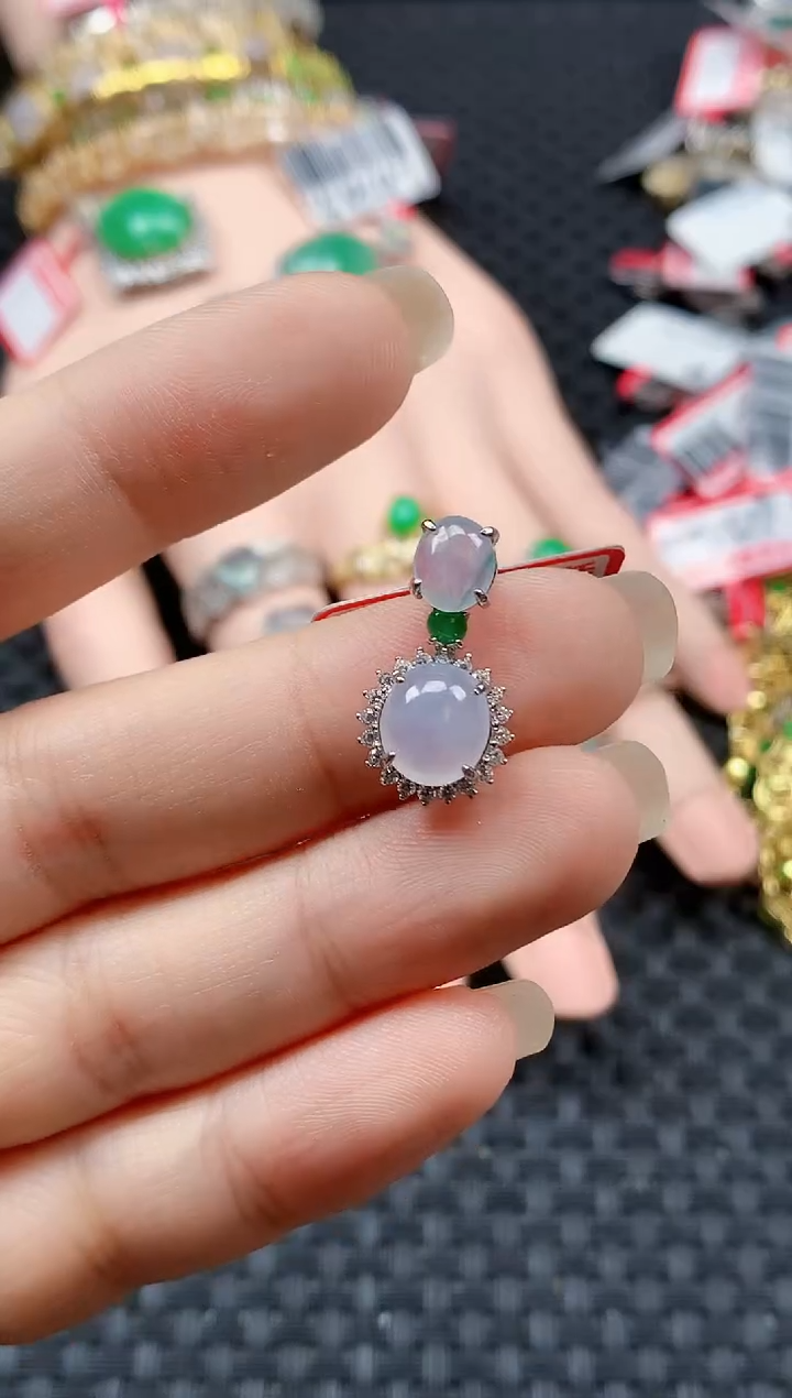 银S925镶嵌戒指翡翠天然A货缅甸翡翠