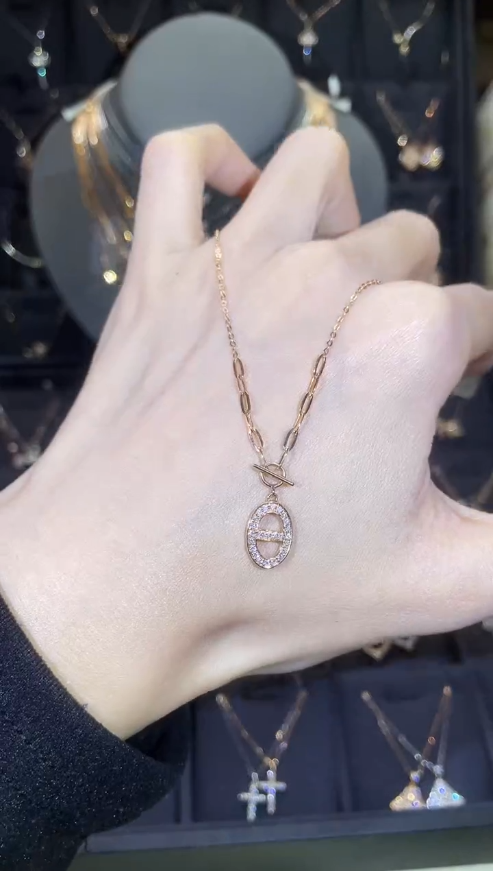 【闪购商品】钻石项链18K金镶嵌18K金玫  多人  猪鼻子