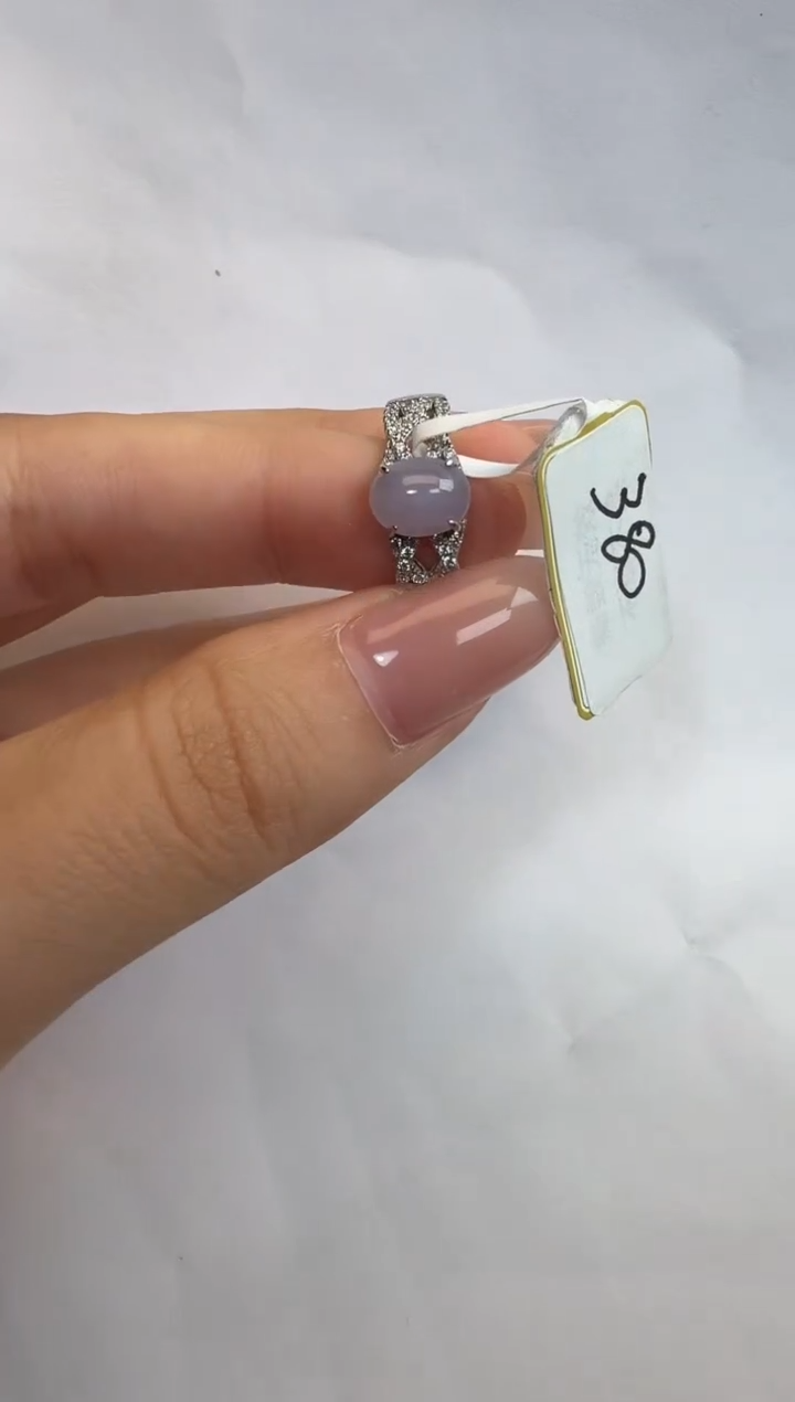 银S925镶嵌戒指翡翠925银镶A货翡翠戒指130