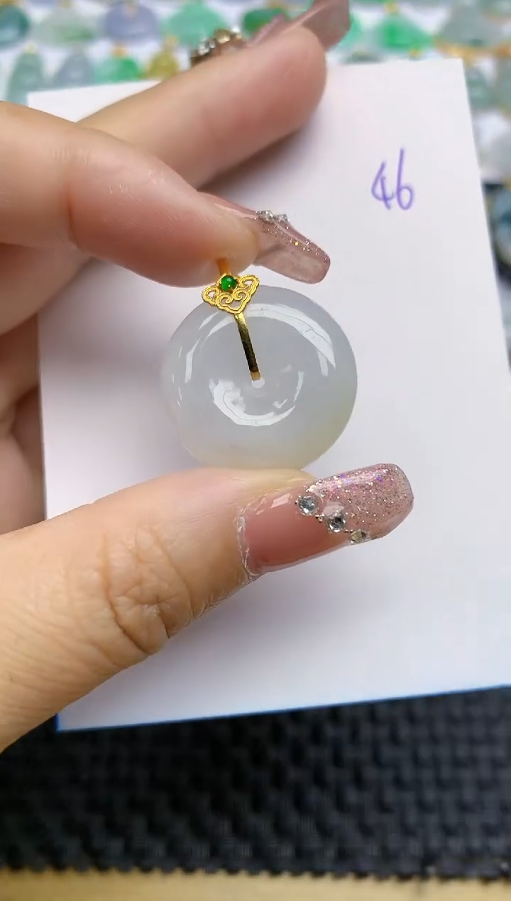 【闪购商品】翡翠颈饰18K金镶嵌天然A货翡翠 46