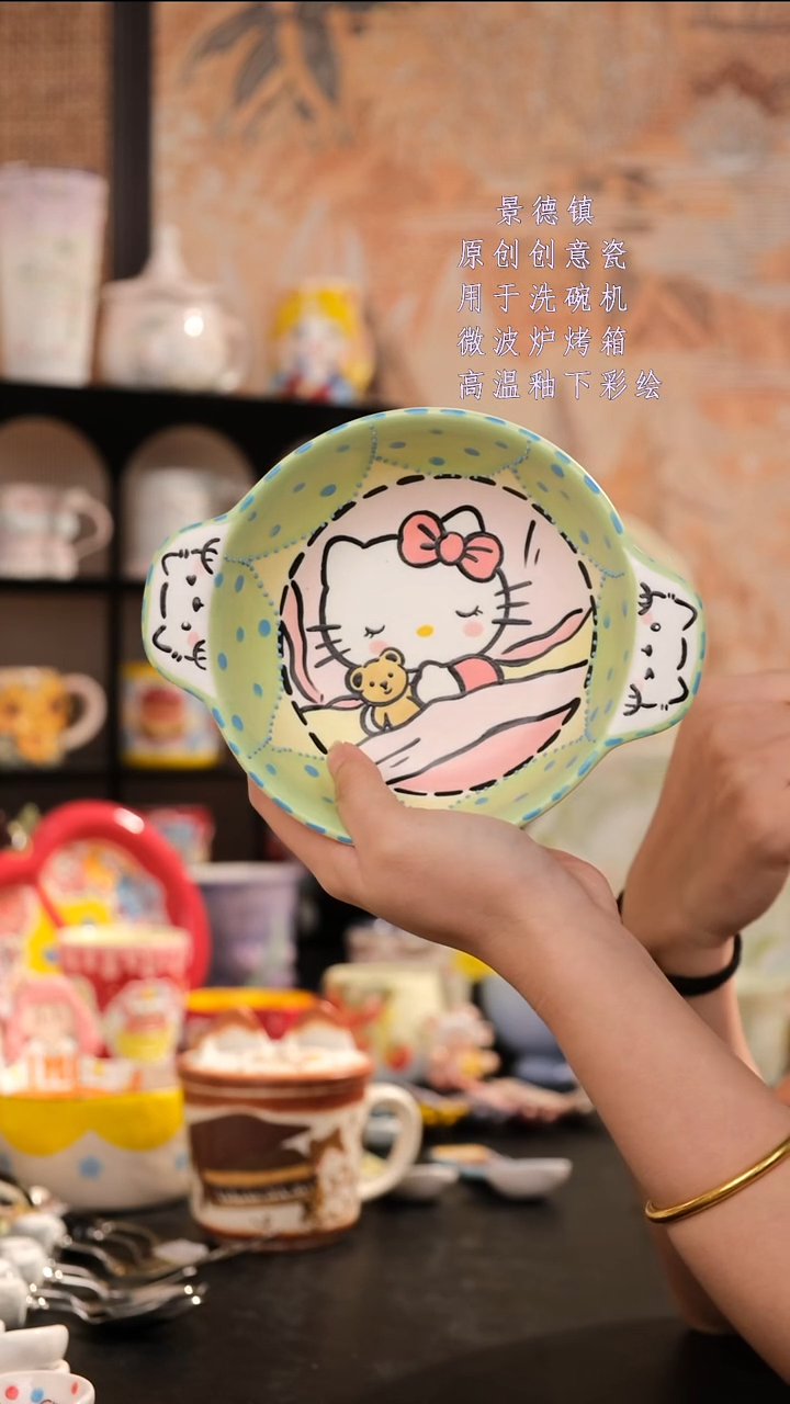 摆件景德镇手工手绘设计师款