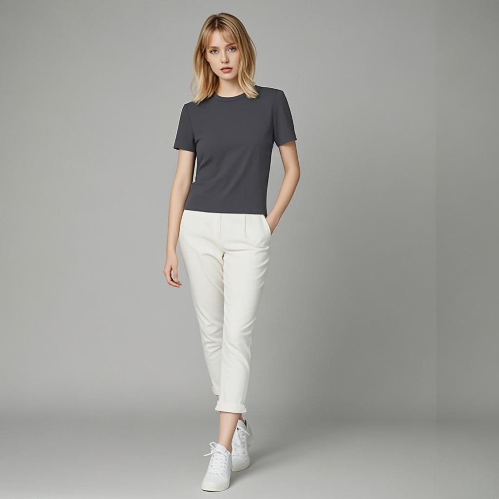 E新款时尚休闲简约多色圆领百搭打底显瘦透气春夏修身短袖T恤