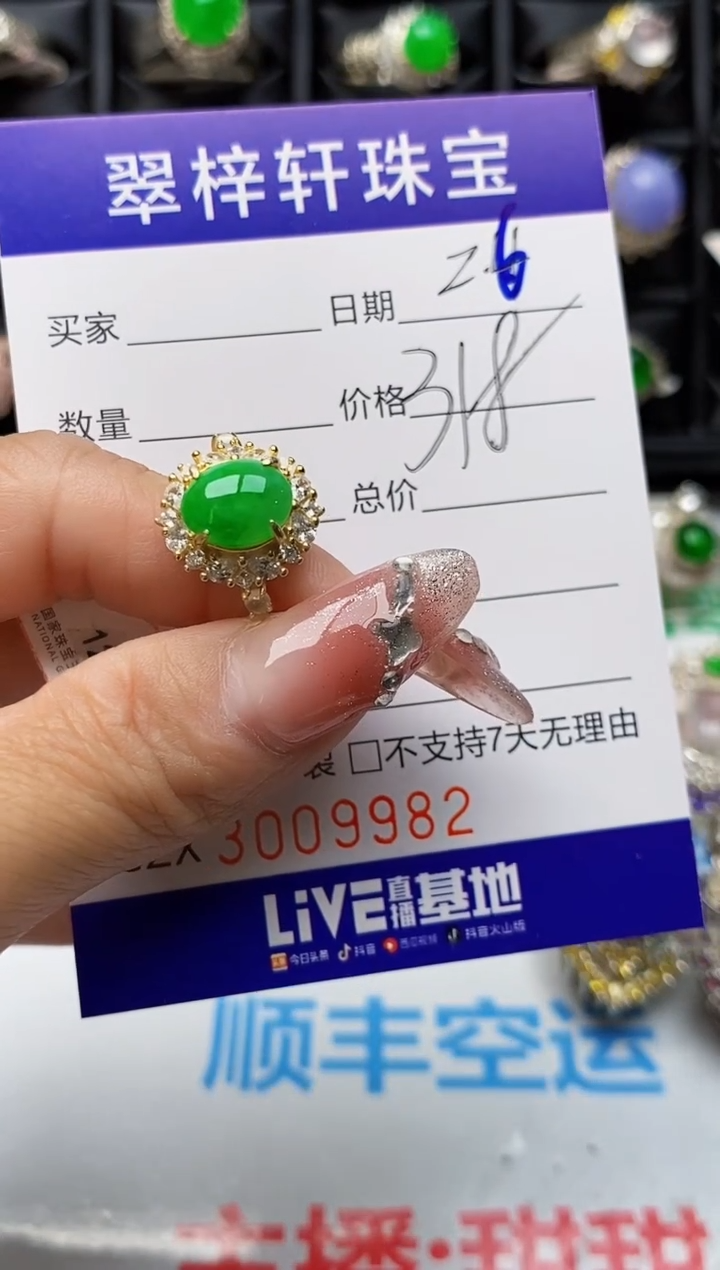 【闪购商品】翡翠戒指银S925镶嵌9982