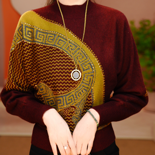 秋季新款含绵羊毛针织毛线衣长袖百搭弹力舒适保暖V25Q1703