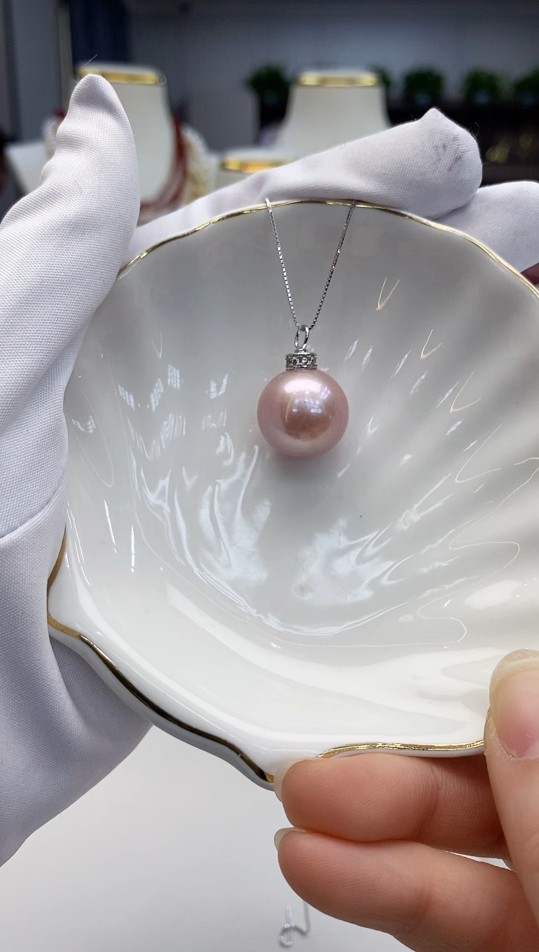 【闪购商品】淡水珍珠吊坠(赠链)银S925镶嵌淡水吊坠 冰莓粉