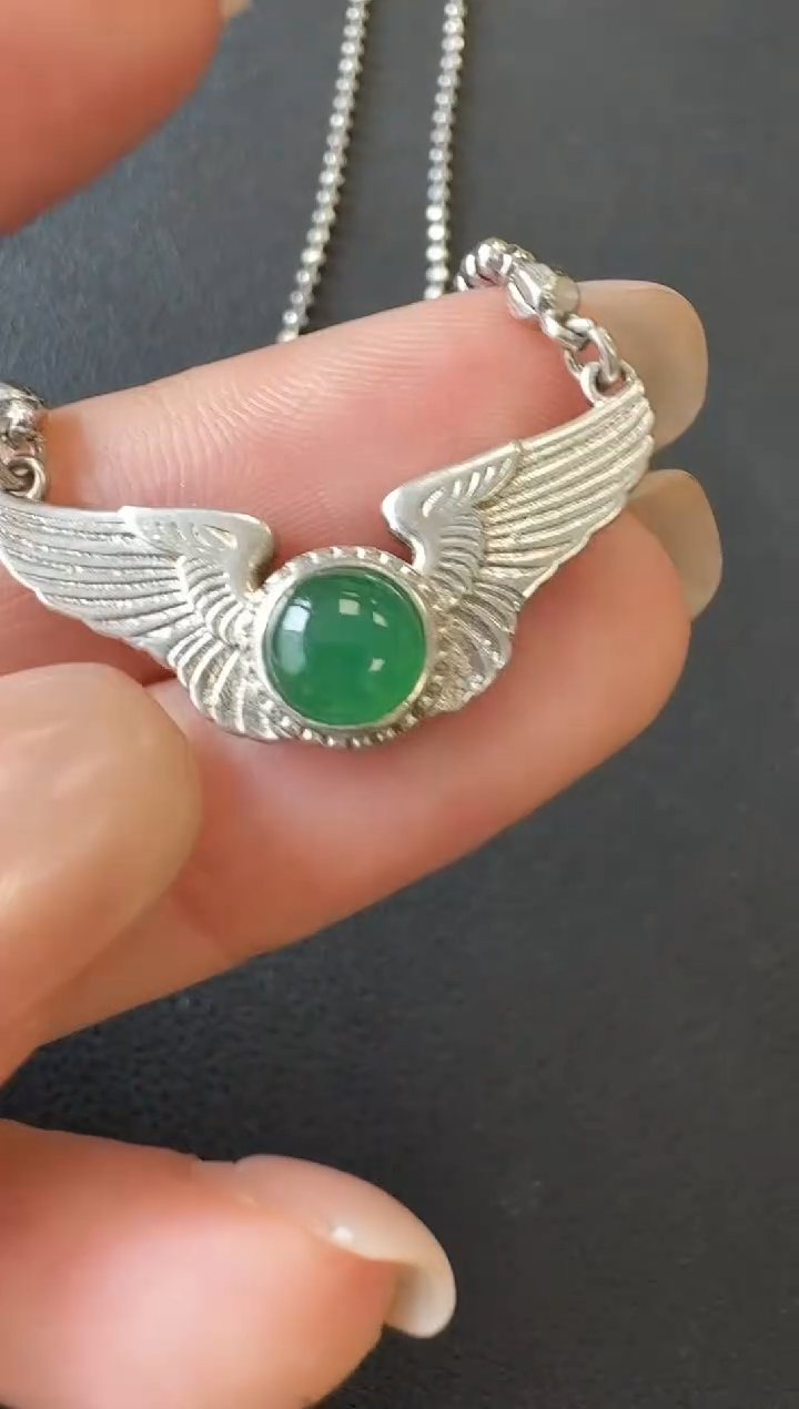 项链银S925镶嵌翡翠项链