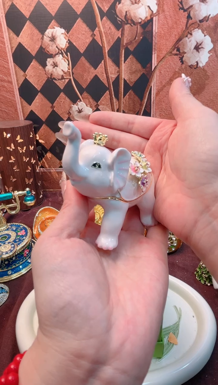 锌合金珐琅彩首饰盒摆件默认微瑕不退不换～