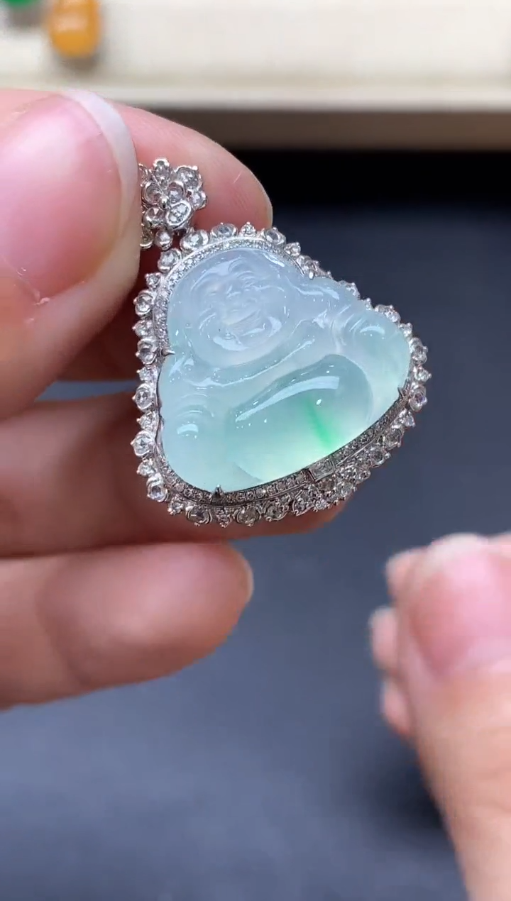 翡翠18K金镶嵌颈饰633-中国好珍宝