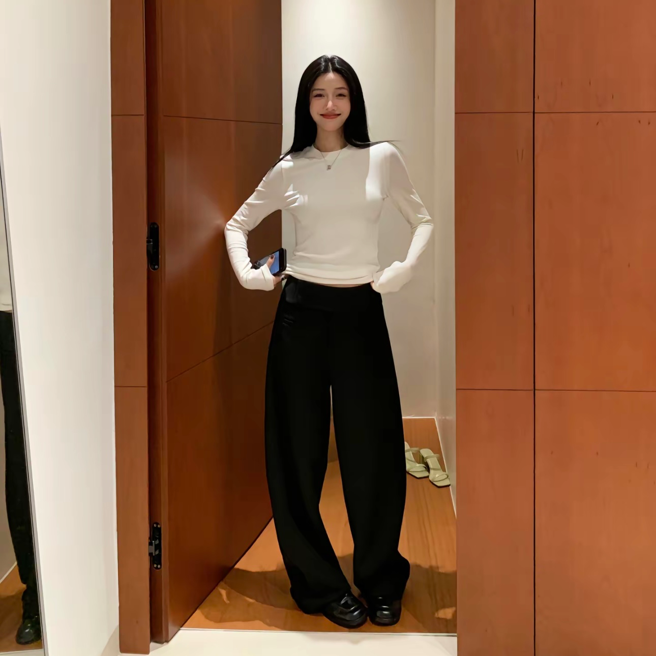 宽松高腰百搭显瘦时尚香蕉裤弯刀阔腿加绒卫裤秋冬阔腿裤长裤黑色