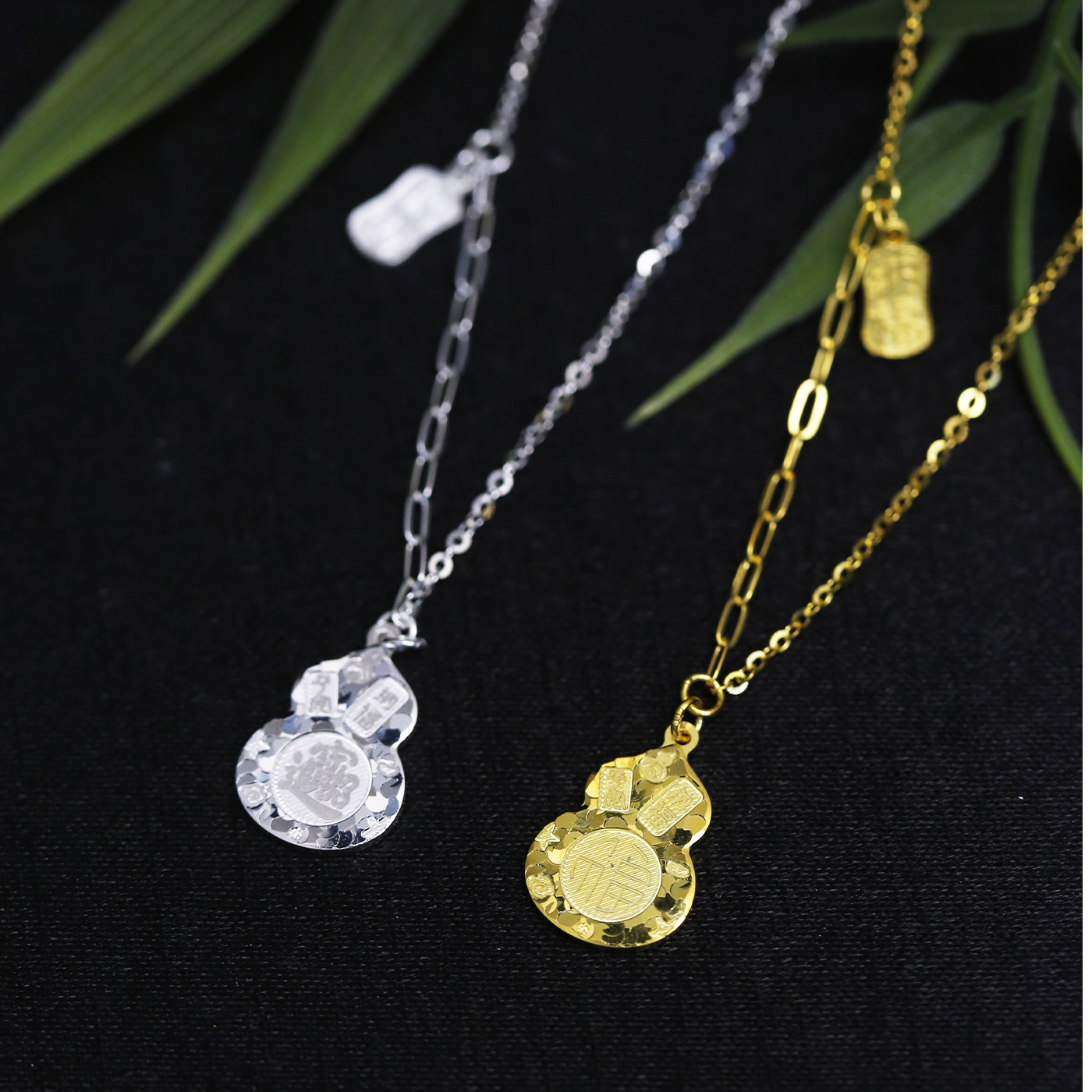 坠链均足银 足银碎冰冰金色银色葫芦吉言牌